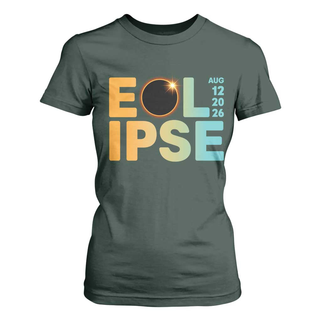 2026 Total Solar Eclipse Retro Typography T Shirt For Women August 12 Totality Astronomy Gift