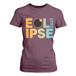 2026 Total Solar Eclipse Retro Typography T Shirt For Women August 12 Totality Astronomy Gift