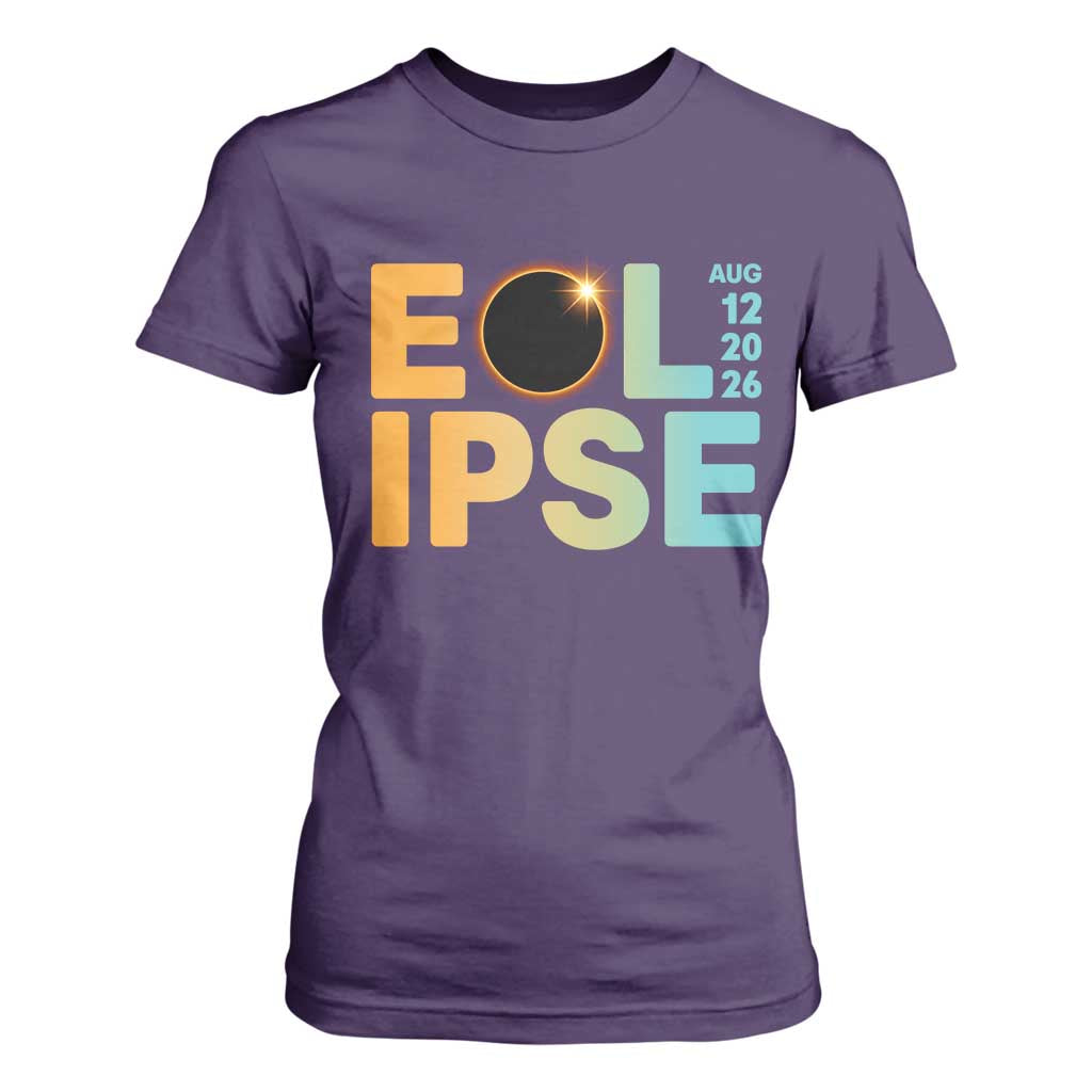 2026 Total Solar Eclipse Retro Typography T Shirt For Women August 12 Totality Astronomy Gift