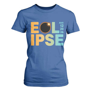 2026 Total Solar Eclipse Retro Typography T Shirt For Women August 12 Totality Astronomy Gift