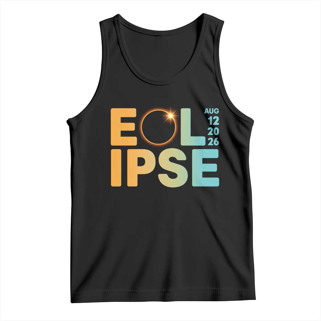 2026 Total Solar Eclipse Retro Typography Tank Top August 12 Totality Astronomy Gift