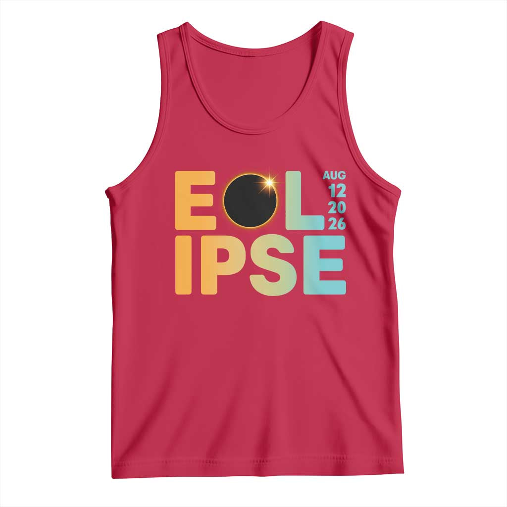2026 Total Solar Eclipse Retro Typography Tank Top August 12 Totality Astronomy Gift