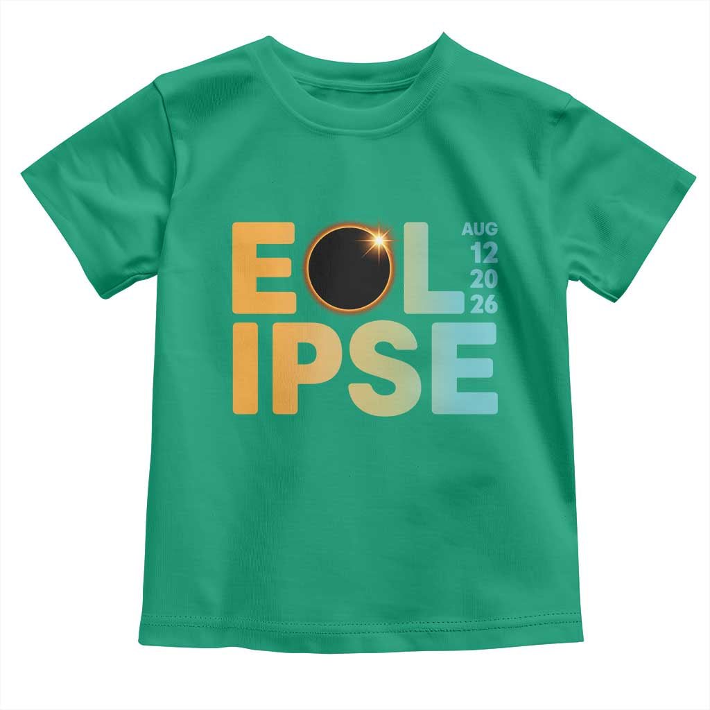 2026 Total Solar Eclipse Retro Typography Toddler T Shirt August 12 Totality Astronomy Gift