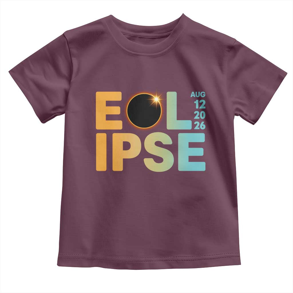 2026 Total Solar Eclipse Retro Typography Toddler T Shirt August 12 Totality Astronomy Gift