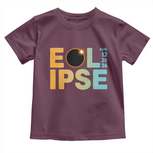 2026 Total Solar Eclipse Retro Typography Toddler T Shirt August 12 Totality Astronomy Gift