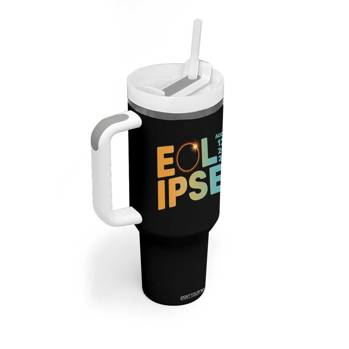 2026 Total Solar Eclipse Retro Typography Tumbler With Handle August 12 Totality Astronomy Gift