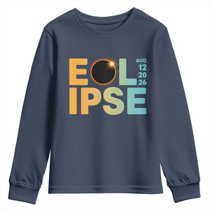 2026 Total Solar Eclipse Retro Typography Youth Sweatshirt August 12 Totality Astronomy Gift
