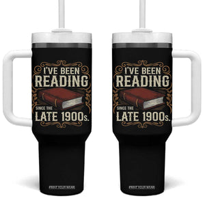 Funny Vintage 80s 90s Book Lover Tumbler With Handle I've Been Reading Since The Late 1900s Bookworm Humor