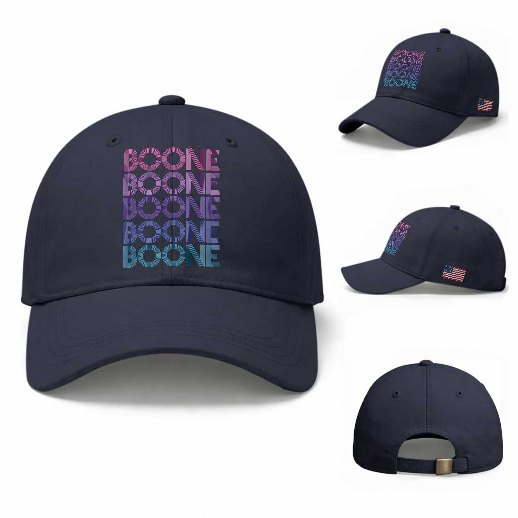 Retro Boone Name Lover Neon Gradient Typography Baseball Cap