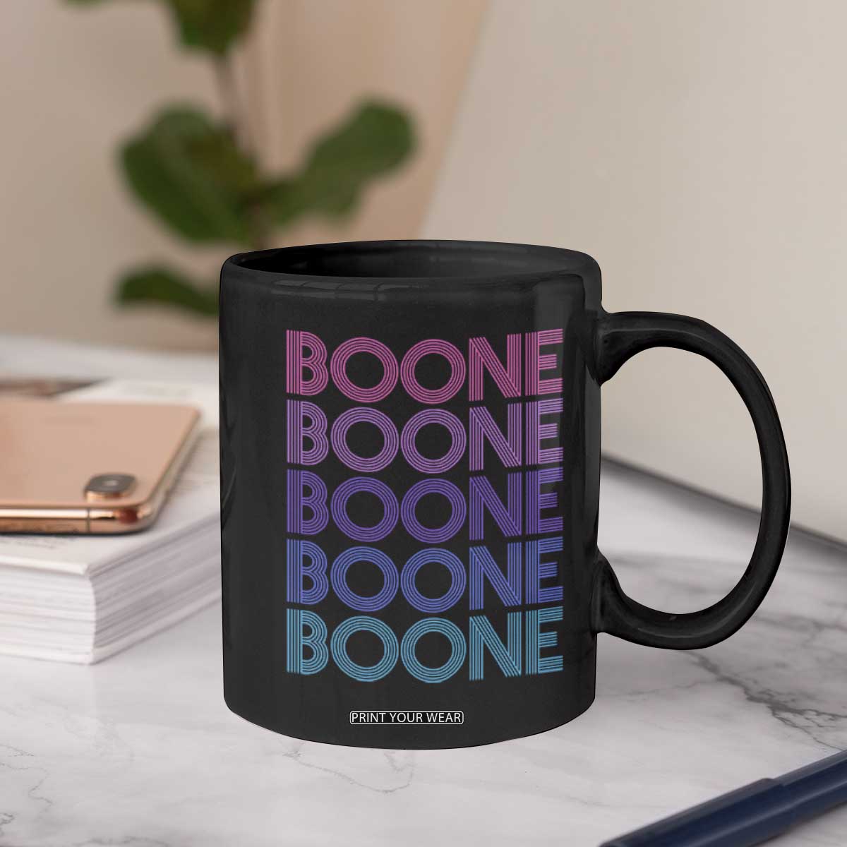 Retro Boone Name Lover Neon Gradient Typography Coffee Mug