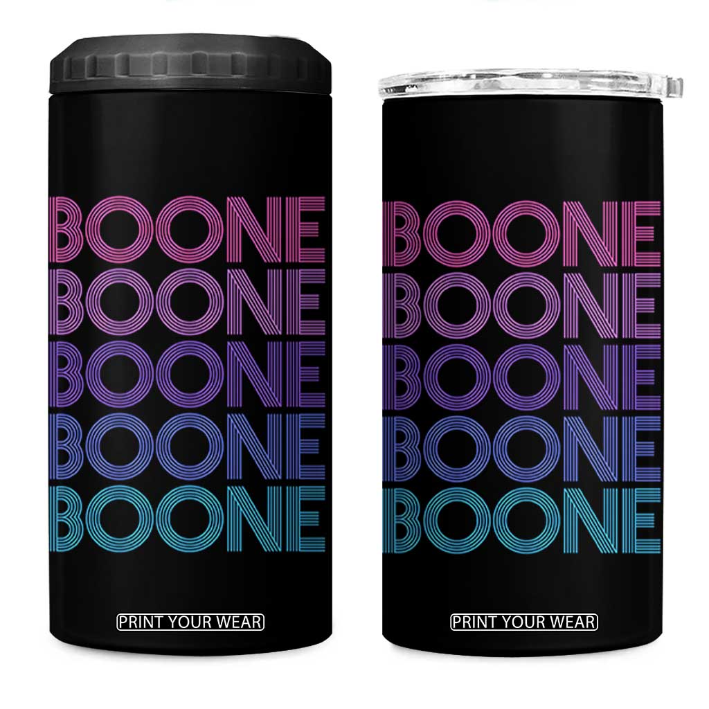 Retro Boone Name Lover Neon Gradient Typography 4 in 1 Can Cooler Tumbler