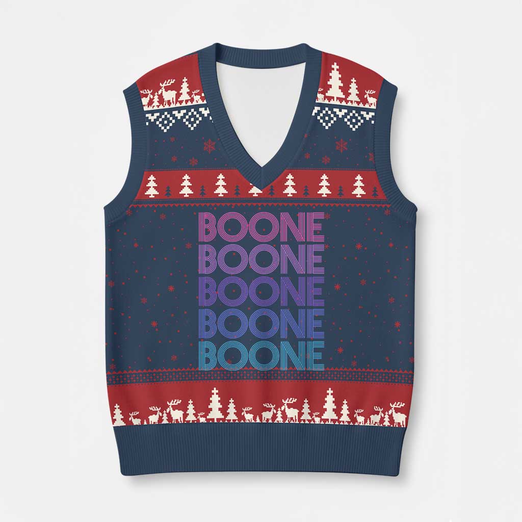 Retro Boone Name Lover Neon Gradient Typography V-Neck Knit Sweater Vest