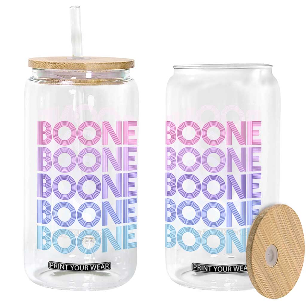 Retro Boone Name Lover Neon Gradient Typography Glass Can
