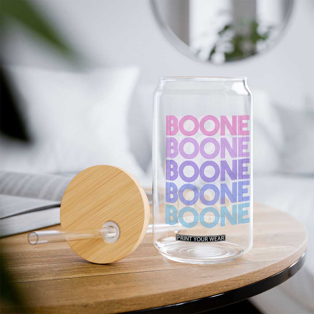 Retro Boone Name Lover Neon Gradient Typography Glass Can
