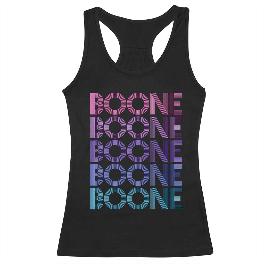 Retro Boone Name Lover Neon Gradient Typography Racerback Tank Top