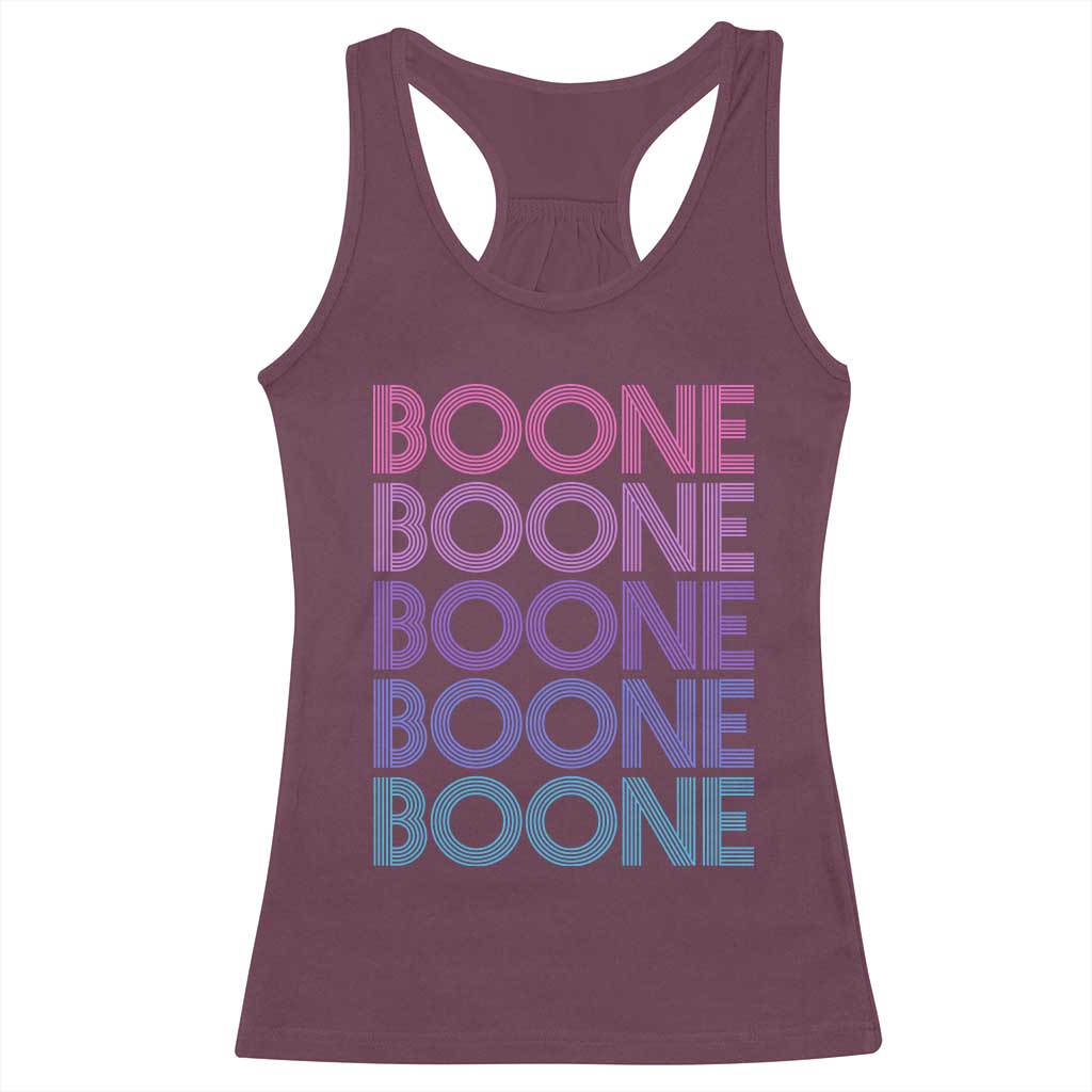 Retro Boone Name Lover Neon Gradient Typography Racerback Tank Top