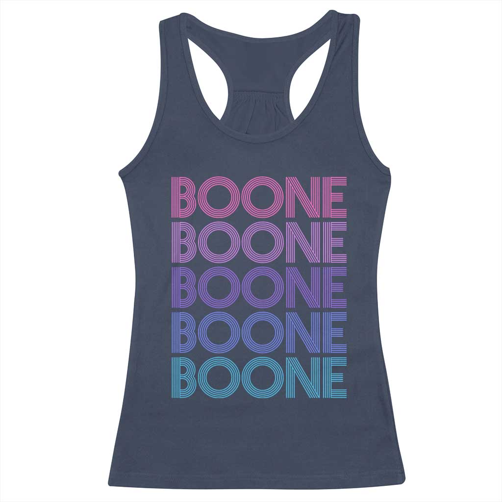 Retro Boone Name Lover Neon Gradient Typography Racerback Tank Top