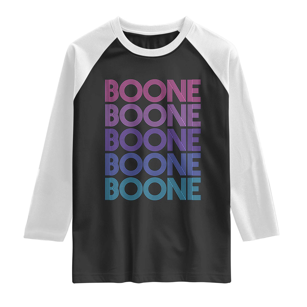 Retro Boone Name Lover Neon Gradient Typography Raglan Shirt