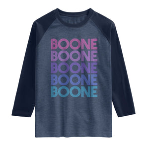 Retro Boone Name Lover Neon Gradient Typography Raglan Shirt