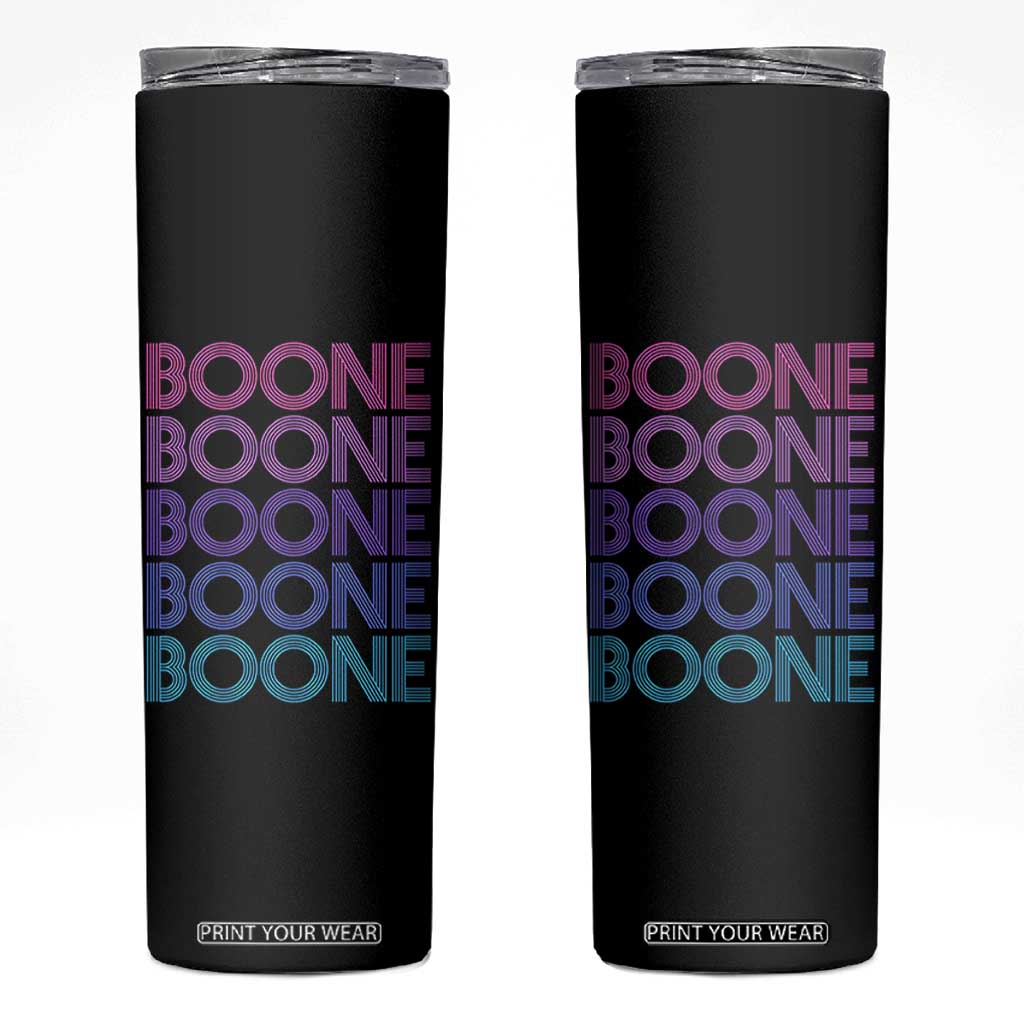 Retro Boone Name Lover Neon Gradient Typography Skinny Tumbler