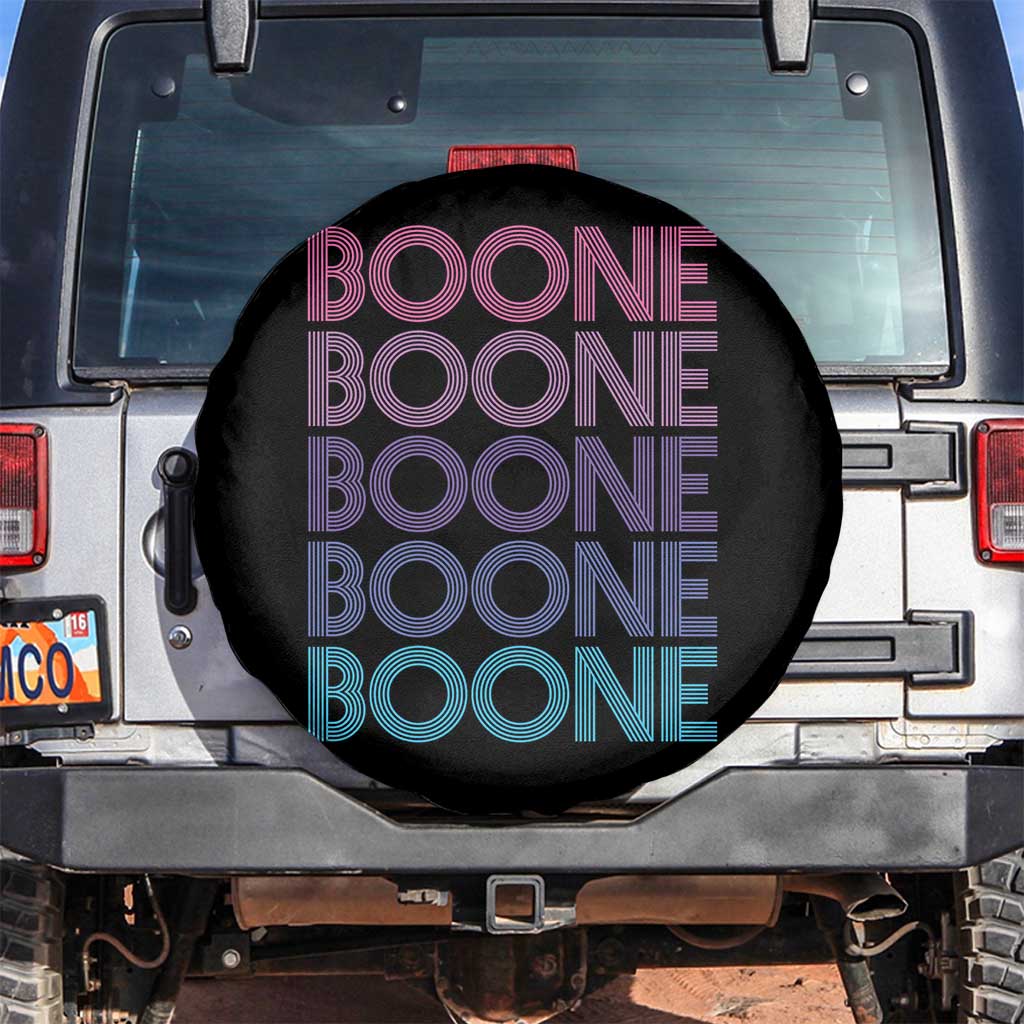 Retro Boone Name Lover Neon Gradient Typography Spare Tire Cover TS02 No hole Black Print Your Wear