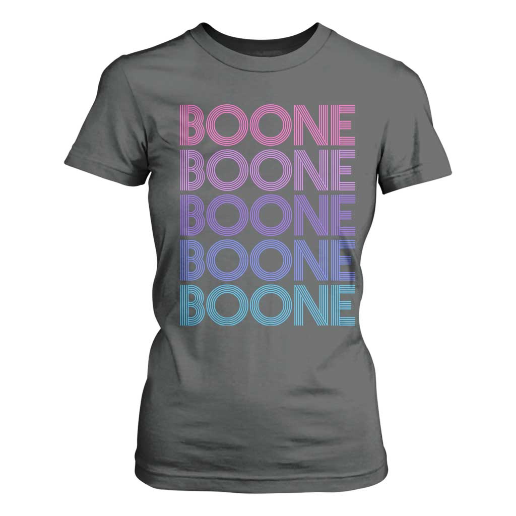 Retro Boone Name Lover Neon Gradient Typography T Shirt For Women