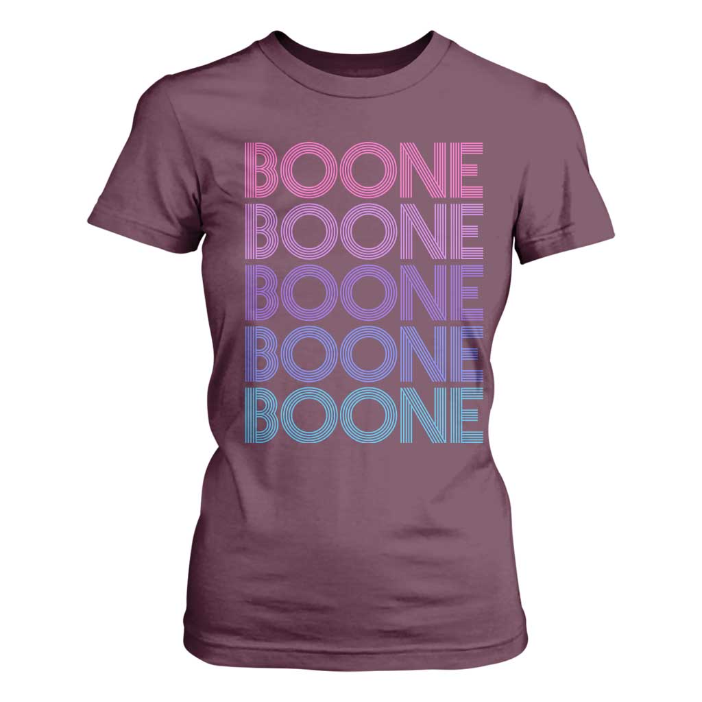 Retro Boone Name Lover Neon Gradient Typography T Shirt For Women