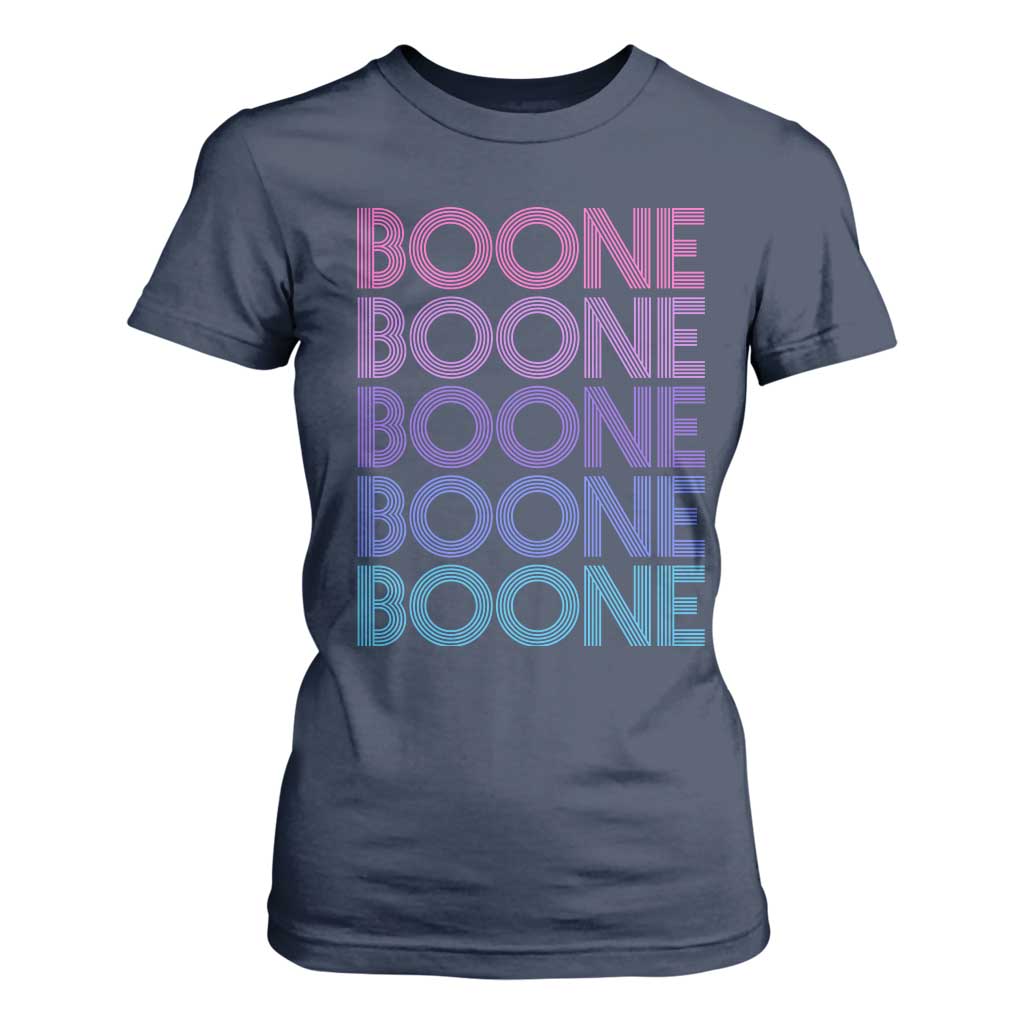 Retro Boone Name Lover Neon Gradient Typography T Shirt For Women