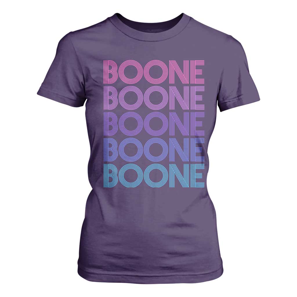 Retro Boone Name Lover Neon Gradient Typography T Shirt For Women