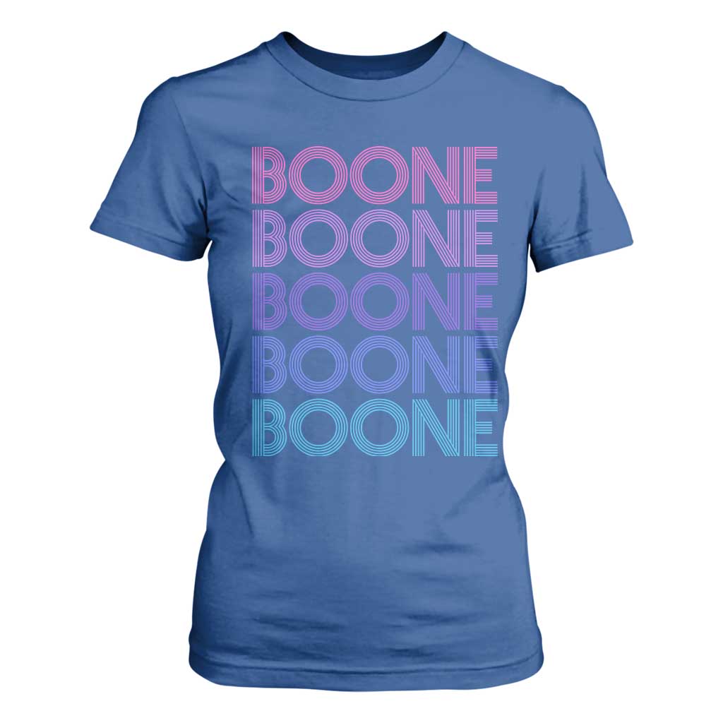 Retro Boone Name Lover Neon Gradient Typography T Shirt For Women
