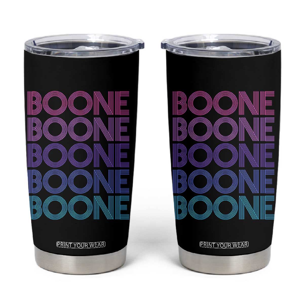 Retro Boone Name Lover Neon Gradient Typography Tumbler Cup TS02 Black Print Your Wear