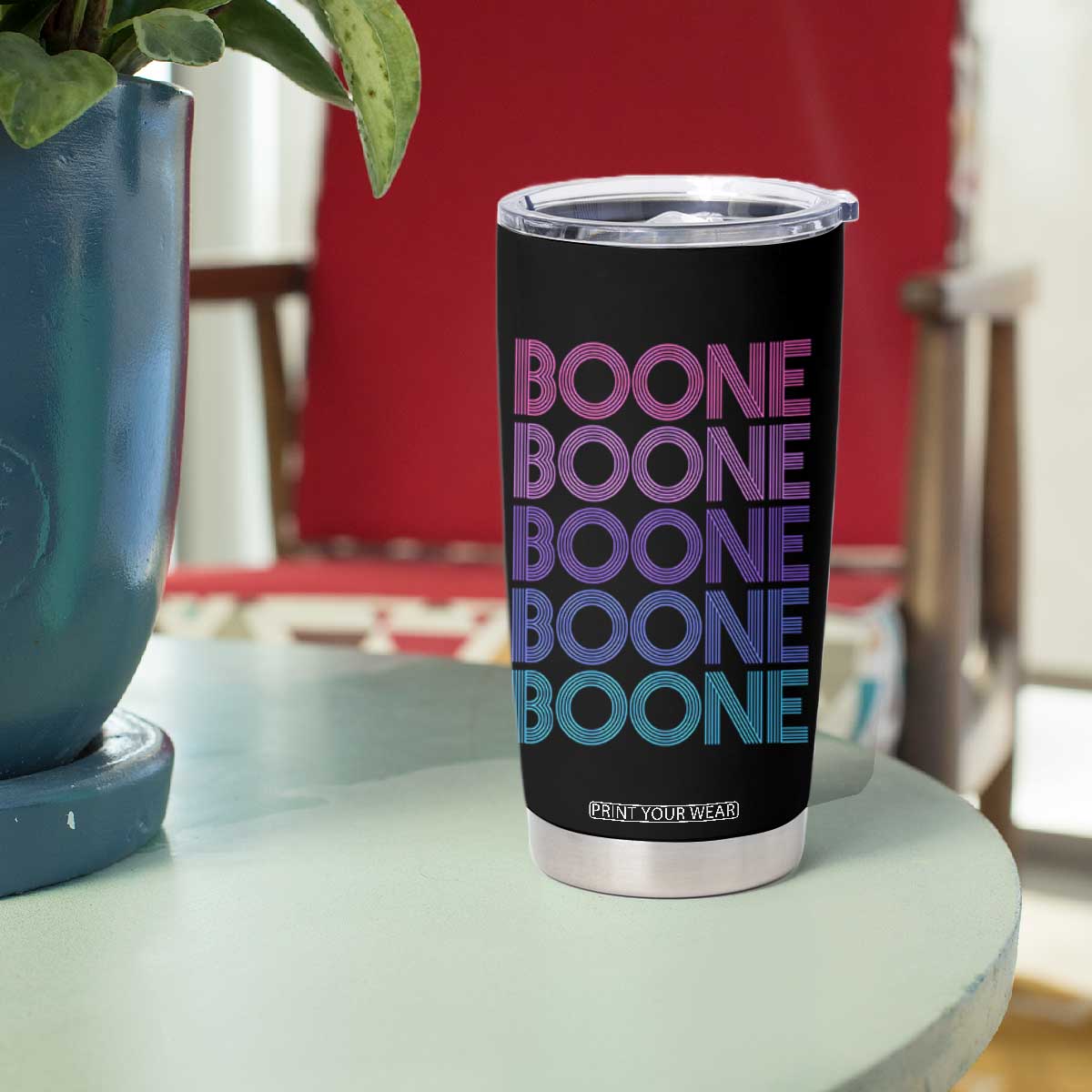 Retro Boone Name Lover Neon Gradient Typography Tumbler Cup
