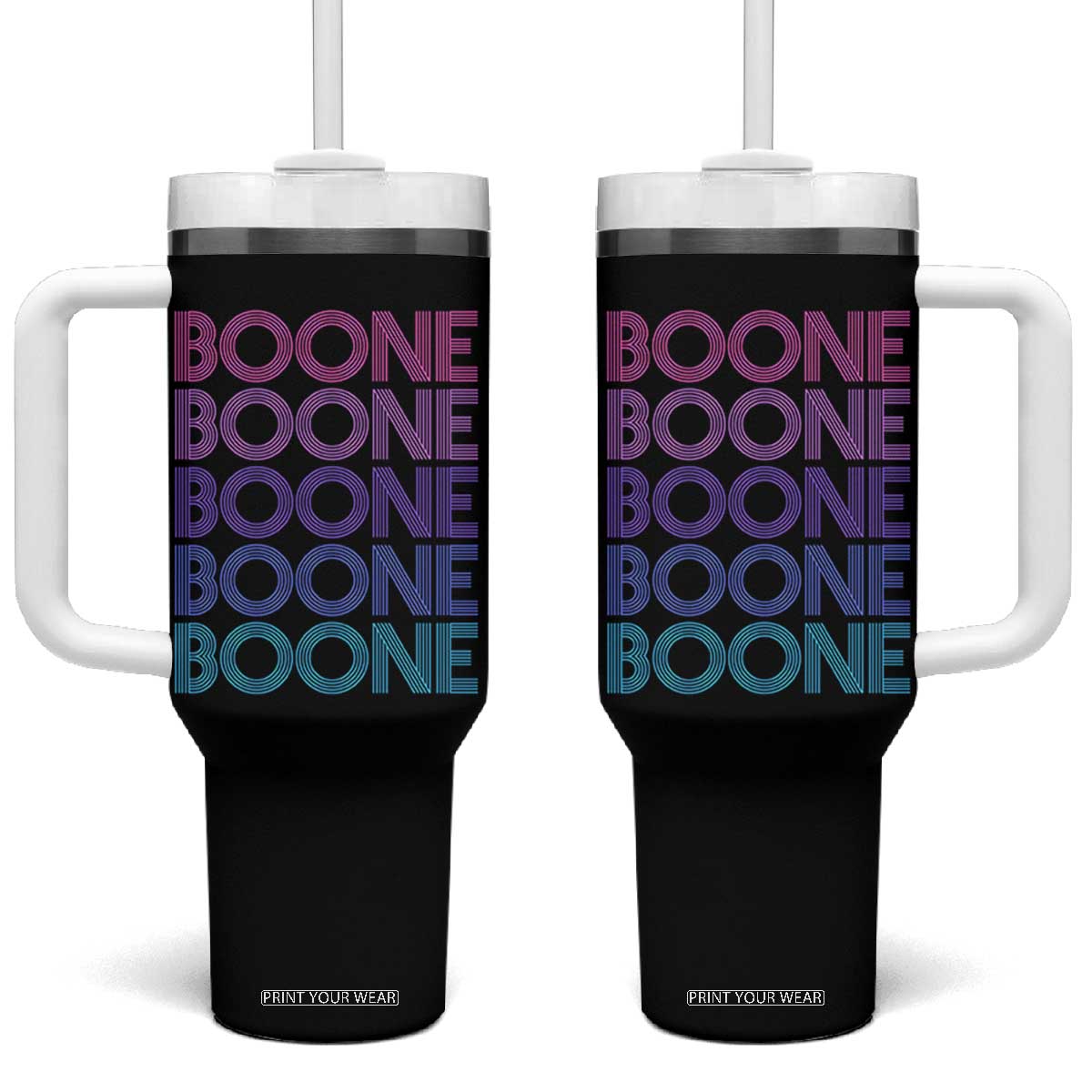 Retro Boone Name Lover Neon Gradient Typography Tumbler With Handle