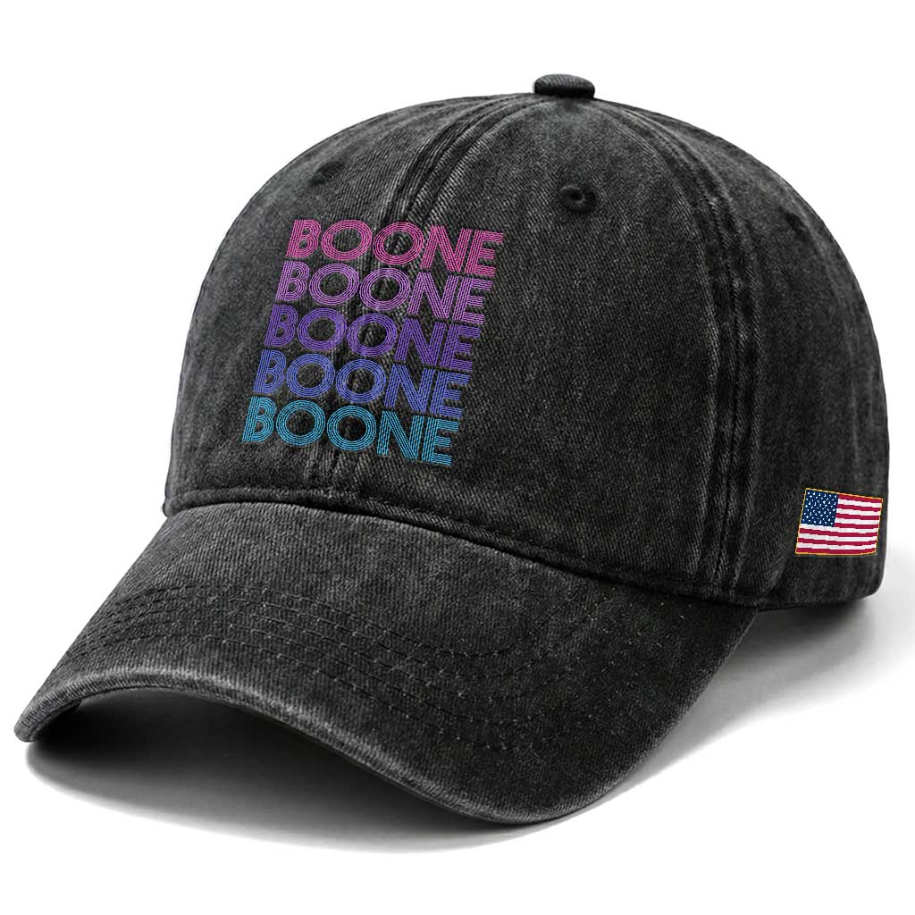 Retro Boone Name Lover Neon Gradient Typography Washed Cotton Baseball Cap