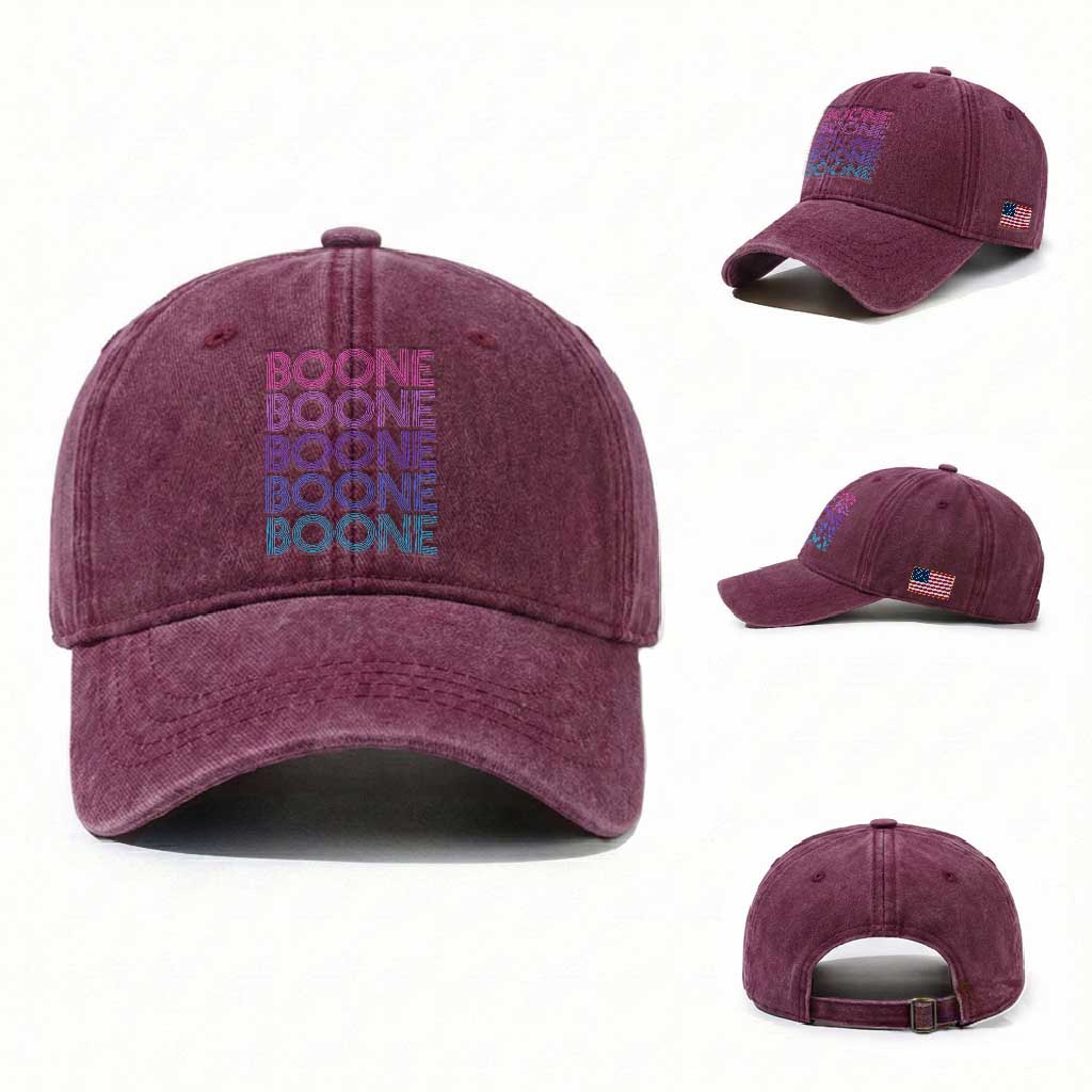 Retro Boone Name Lover Neon Gradient Typography Washed Cotton Baseball Cap