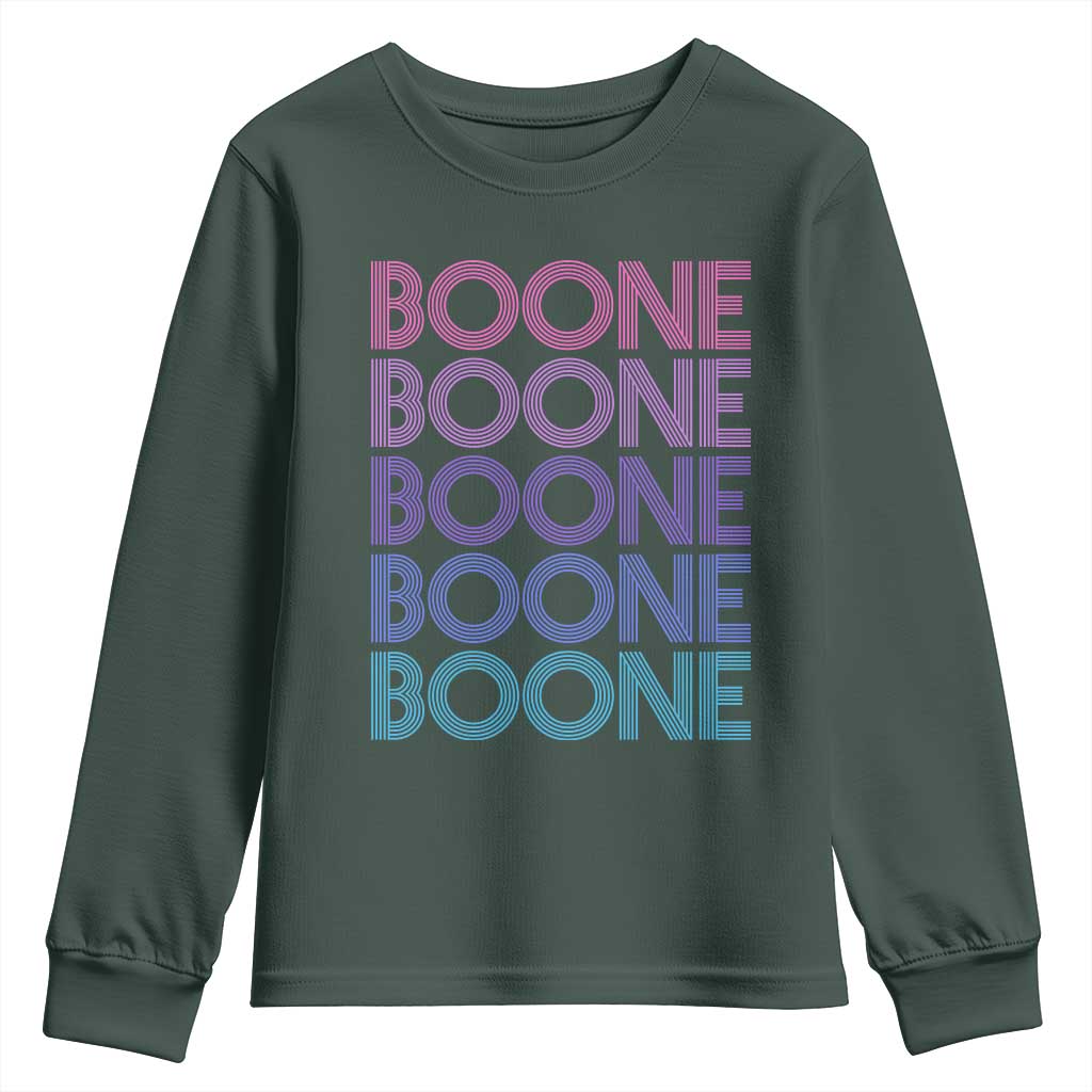Retro Boone Name Lover Neon Gradient Typography Youth Sweatshirt