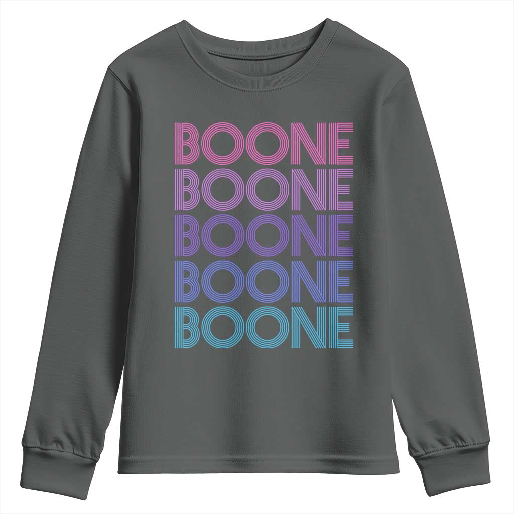 Retro Boone Name Lover Neon Gradient Typography Youth Sweatshirt