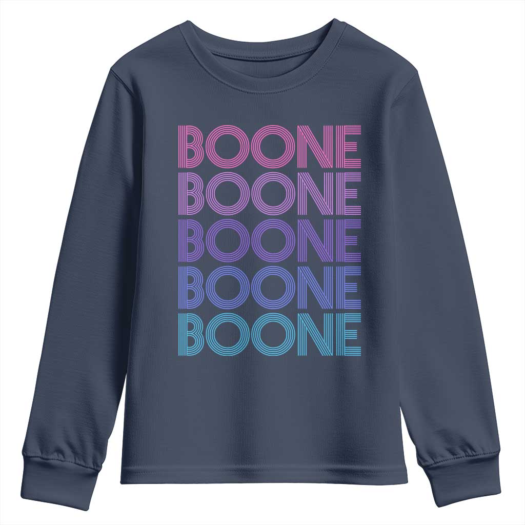 Retro Boone Name Lover Neon Gradient Typography Youth Sweatshirt