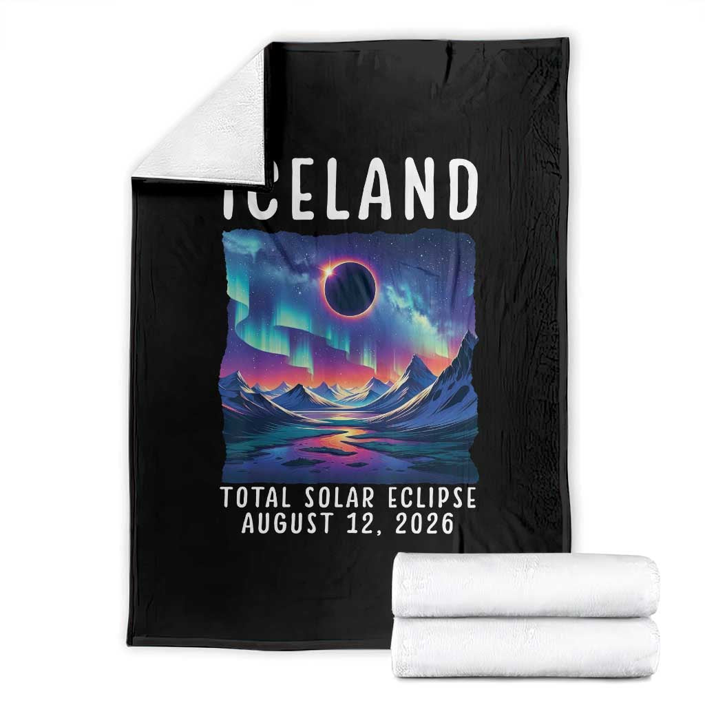 Iceland Total Solar Eclipse 2026 Aurora Throw Blanket Totality Northern Lights Astronomy Travel Gift