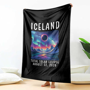 Iceland Total Solar Eclipse 2026 Aurora Throw Blanket Totality Northern Lights Astronomy Travel Gift