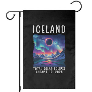 Iceland Total Solar Eclipse 2026 Aurora Garden Flag Totality Northern Lights Astronomy Travel Gift
