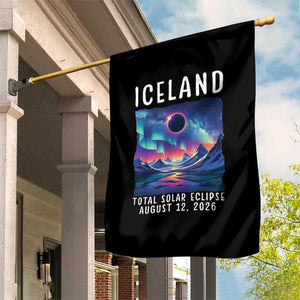 Iceland Total Solar Eclipse 2026 Aurora Garden Flag Totality Northern Lights Astronomy Travel Gift
