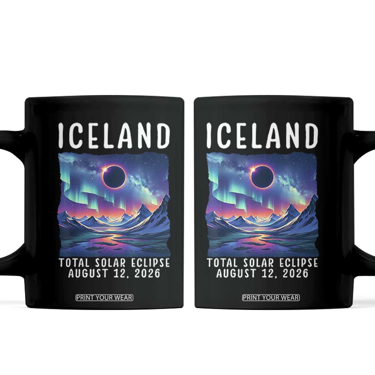 Iceland Total Solar Eclipse 2026 Aurora Coffee Mug Totality Northern Lights Astronomy Travel Gift