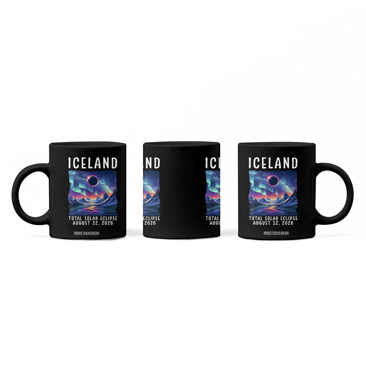 Iceland Total Solar Eclipse 2026 Aurora Coffee Mug Totality Northern Lights Astronomy Travel Gift