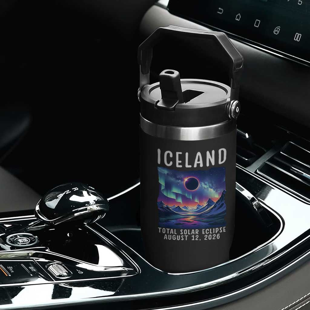 Iceland Total Solar Eclipse 2026 Aurora Flip Straw Tumbler Totality Northern Lights Astronomy Travel Gift