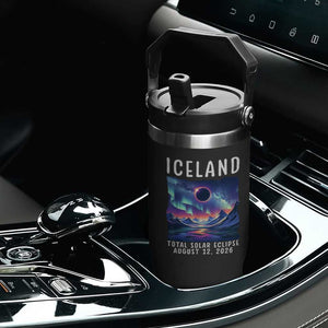 Iceland Total Solar Eclipse 2026 Aurora Flip Straw Tumbler Totality Northern Lights Astronomy Travel Gift