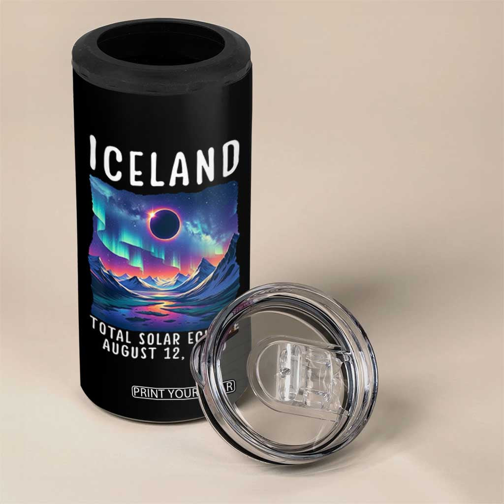 Iceland Total Solar Eclipse 2026 Aurora 4 in 1 Can Cooler Tumbler Totality Northern Lights Astronomy Travel Gift