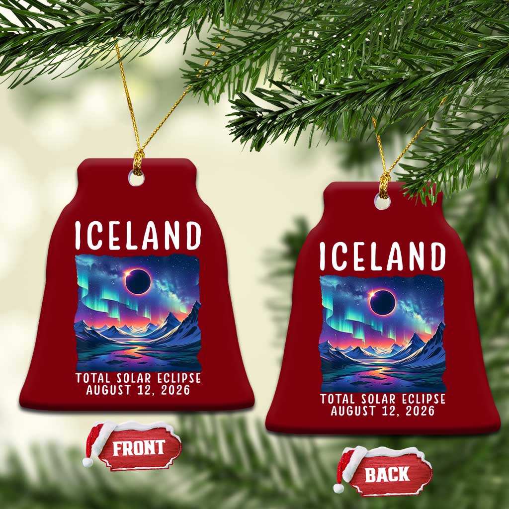Iceland Total Solar Eclipse 2026 Aurora Ceramic Ornament Totality Northern Lights Astronomy Travel Gift