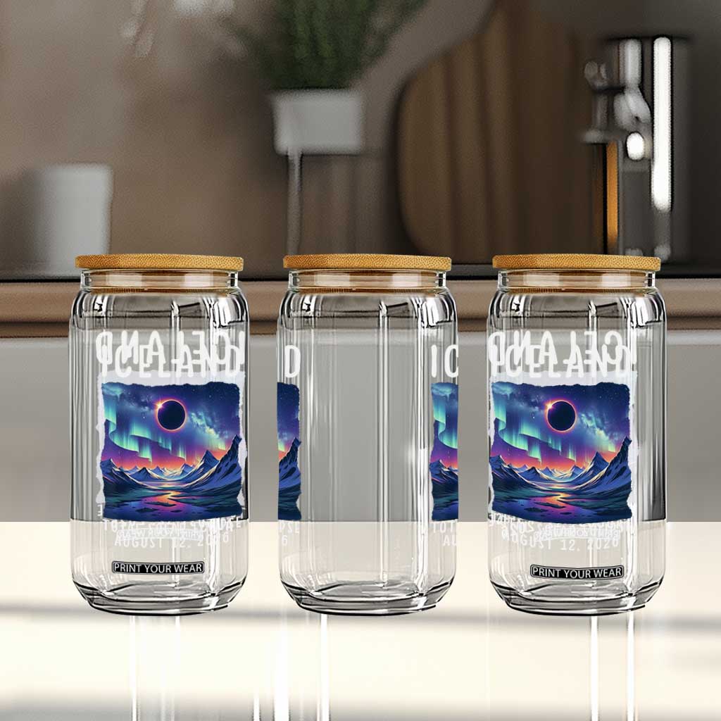 Iceland Total Solar Eclipse 2026 Aurora Glass Can Totality Northern Lights Astronomy Travel Gift
