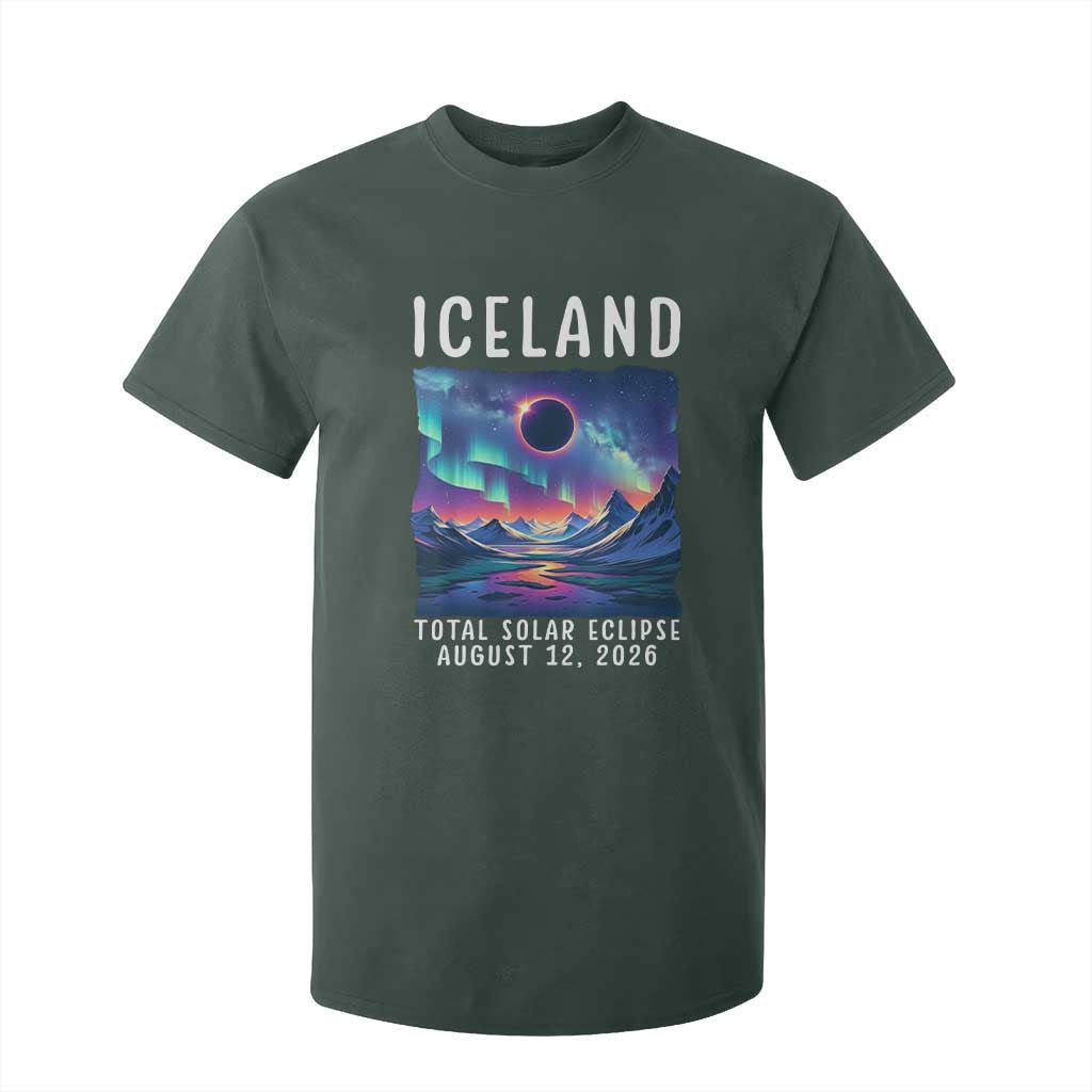 Iceland Total Solar Eclipse 2026 Aurora T Shirt For Kid Totality Northern Lights Astronomy Travel Gift
